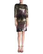 Kimberly Ombre Sequin Cowl-back Mini Cocktail Dress