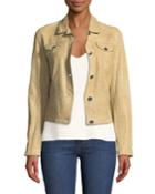 Perforated Lamb Leather Jean Jacket