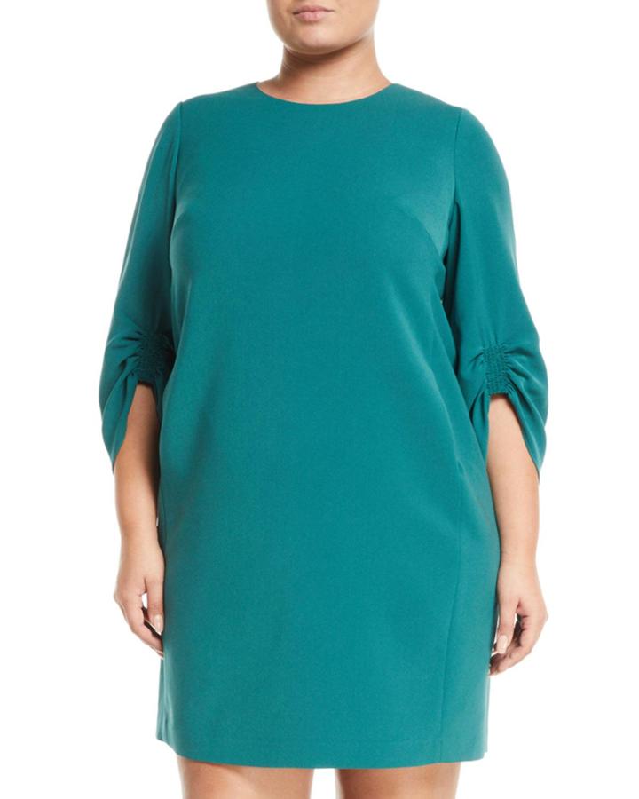 Tory 3/4-sleeve Finesse Crepe Shift Dress,