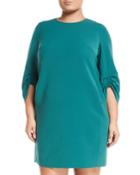 Tory 3/4-sleeve Finesse Crepe Shift Dress,