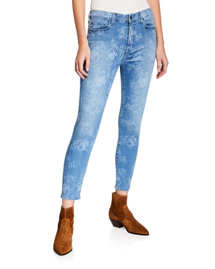 Floral Fade Skinny Ankle Jeans