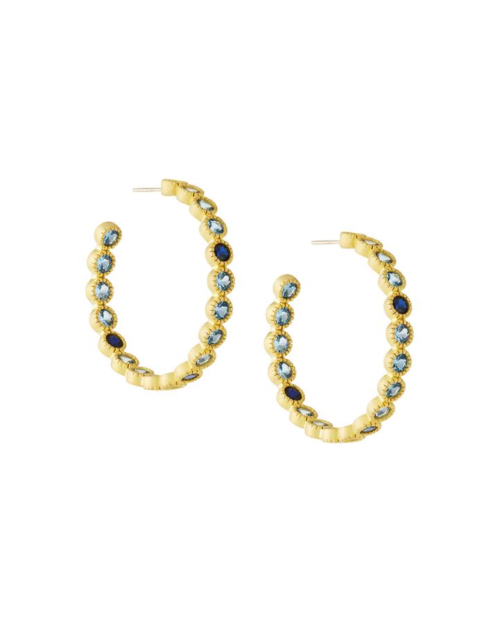 Imperial Blue Bezel-set Hoop Earrings