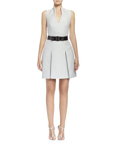 Box-pleated Fit-and-flare Dress,