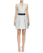 Box-pleated Fit-and-flare Dress,