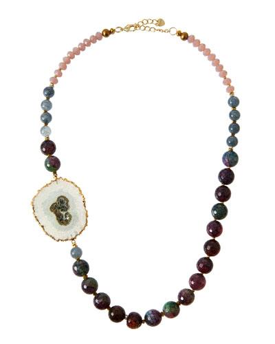 Beaded Agate Slice Statement Necklace