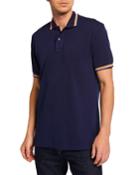 Men's Tip Blue Striped Short-sleeve Polo