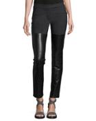 Skinny Wool-blend Pants With Leather Front, Anthro