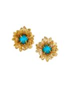Turquoise Blue Flower Clip-on Earrings