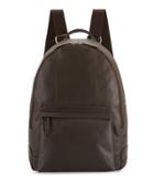 Pebbled Leather Backpack, Chocolate