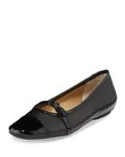 Sherry Leather Buckle Flat, Black