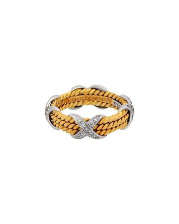 Estate 18k Yellow Gold & Platinum Schlumberger Diamond Ring,