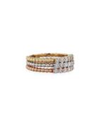 14k Tricolor Beaded Diamond Stacking Rings, Set Of