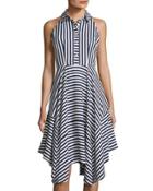 Sleeveless Striped Dress, Blue/white