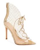 Plexi Crystal Lace-up Booties