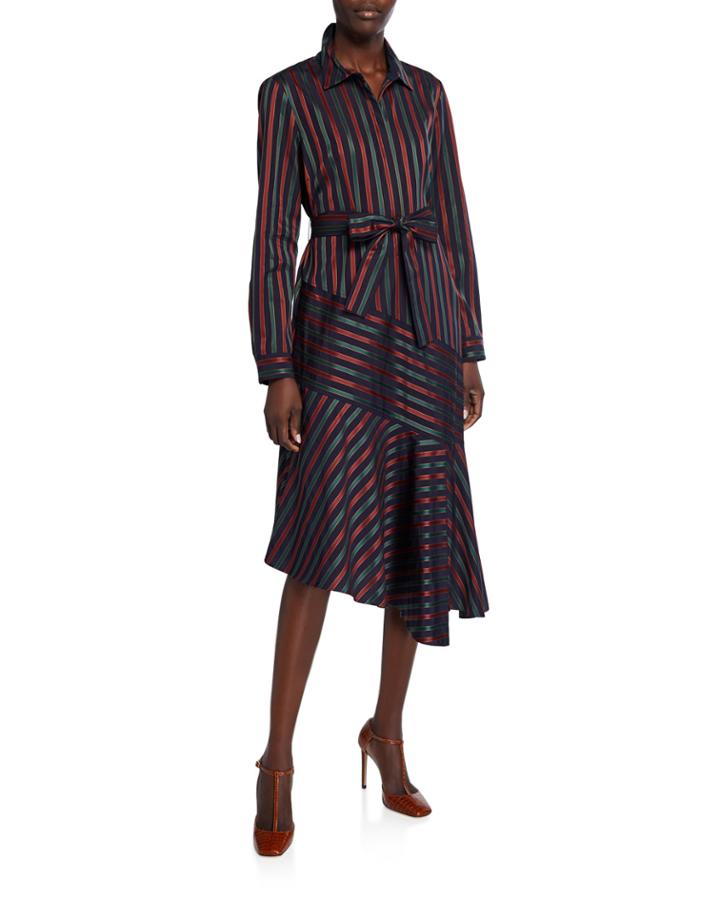 Adele Stripe Print Asymmetric