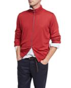 Wool-cashmere Full-zip Cardigan, Ruby