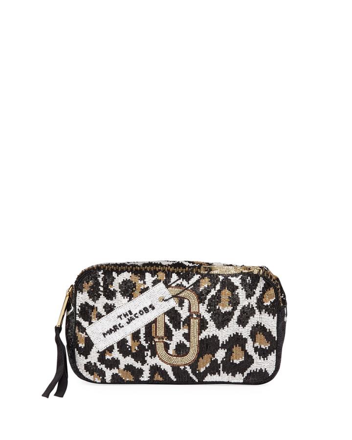 Snapshot Animal-print Beaded Crossbody Bag