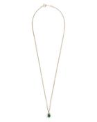 18k Yellow Gold Emerald Diamond Necklace