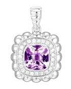 Bedeg Small Square Pendant Enhancer W/ Amethyst & Diamonds