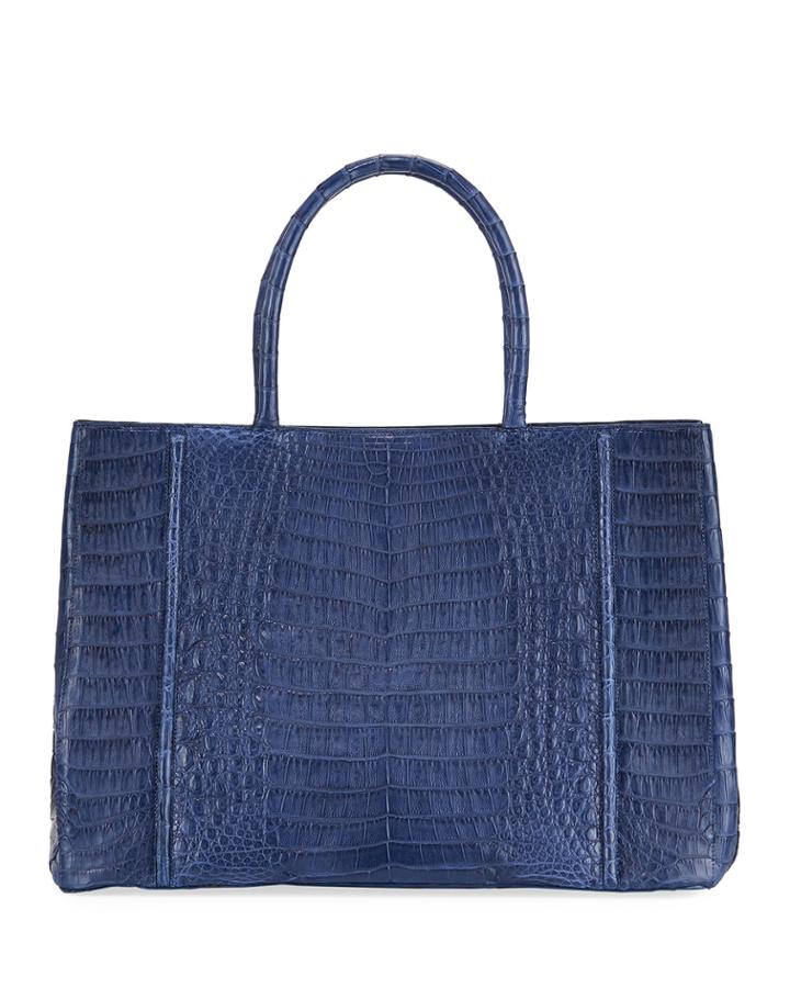 Large Crocodile Top Handle Tote Bag