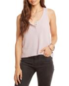 Sparkle Cropped Henley Thermal Henley Tank