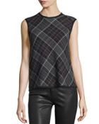 Dayla Boxy Plaid Tank, Gray