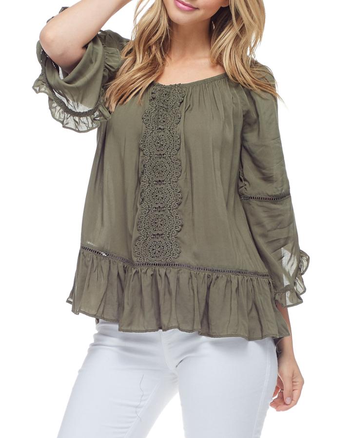 Crochet Off-the-shoulder Ruffle Top