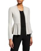 Chevron Peplum Zip-front Cardigan