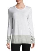 Long-sleeve Colorblock Sweater, Off White/gray