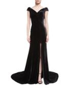 Violetta Velvet Off-the-shoulder Gown
