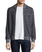 Donegal-knit Track Jacket, Navy