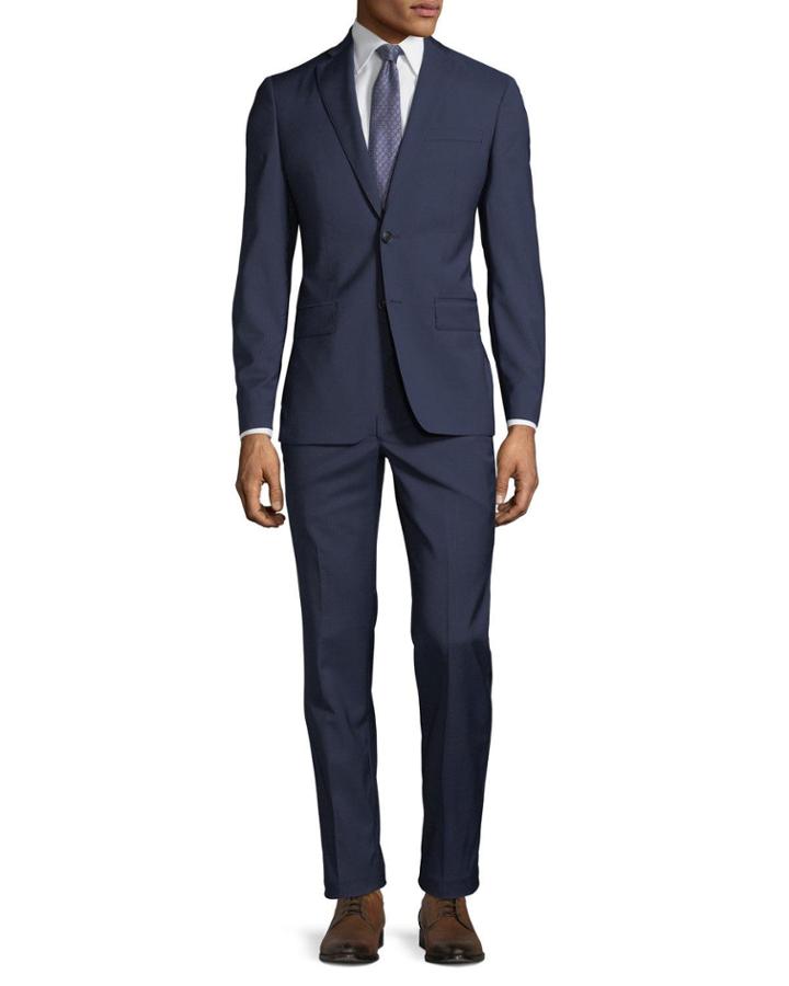 Slim-fit Grid-jacquard Wool Two-piece