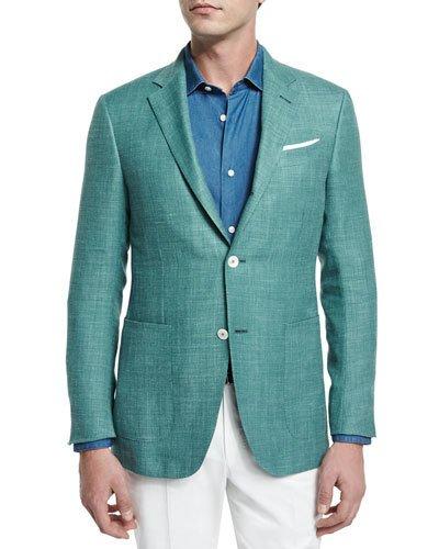 Solid Half-lined Blazer, Green