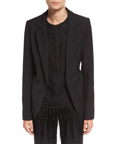 Leopard-revers Peplum Jacket, Black