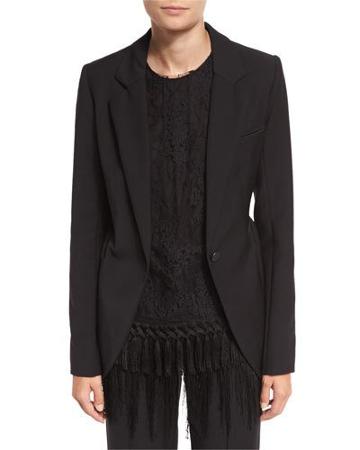 Leopard-revers Peplum Jacket, Black