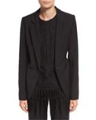 Leopard-revers Peplum Jacket, Black