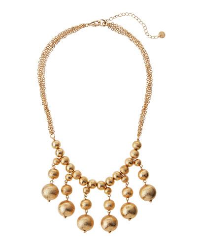 Textured Golden Ball Bead Drop Necklace