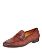 Men's Camerino Burnished Lizard-stamped Penny