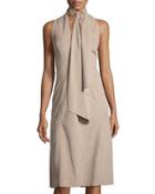 Ultra-suede Halter-neck Dress, Gray
