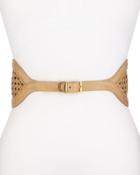 Woven Faux-leather Belt, Cream