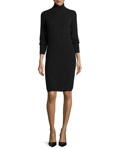 Cashmere Long-sleeve Turtleneck Dress, Women's