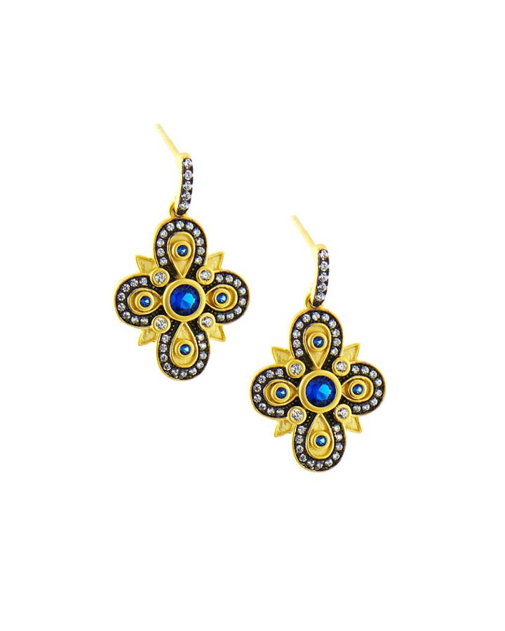Clover Drop Earrings, Blue