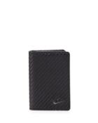 Woven Leather Bi-fold Card Case, Black