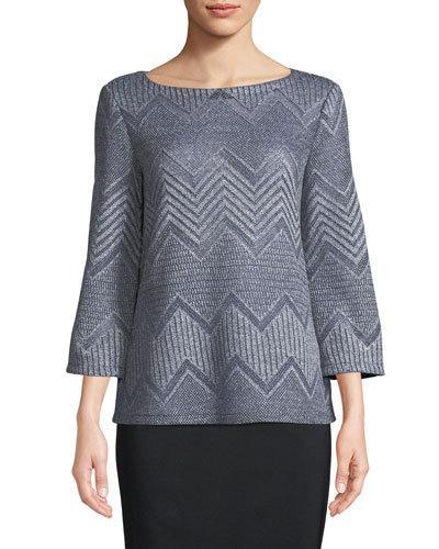 Chevron Stretch-linen Blouse