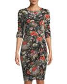 Lua 3/4-sleeve Floral Jersey Dress