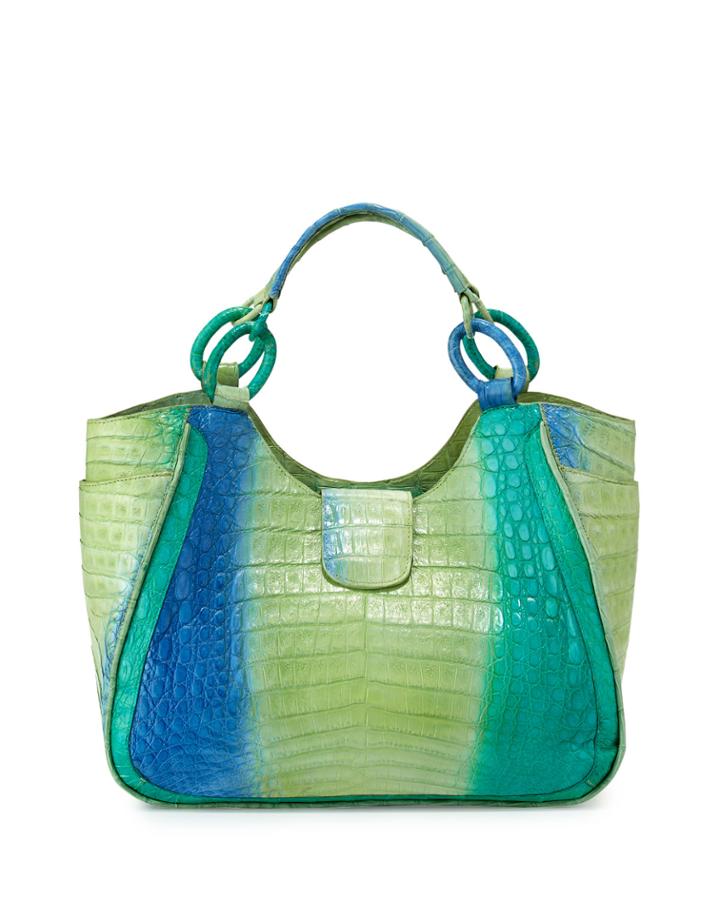 Nancy Gonzalez Ombre Small Dipped Crocodile Tote Bag, Light Green/blue, Women's, Green Bc6