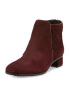 Laurel Quilted Suede Bootie, Wine