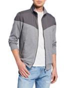 Men's Turtleneck Zip-front Sweatshirt W/ Nylon Panel