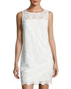 Bisitti Embroidered Shift Dress, White