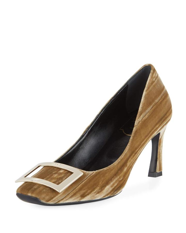 Bell Vivier Trompette Striped Velvet Pumps